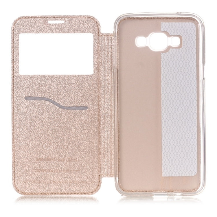 UFO Flavedo Texture Horizontal Flip Leather Case with Caller ID Display & Holder & Card Slot for Galaxy A8 / A800F