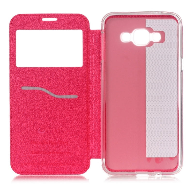 UFO Flavedo Texture Horizontal Flip Leather Case with Caller ID Display & Holder & Card Slot for Galaxy A8 / A800F