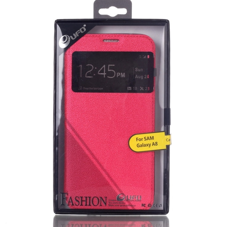 UFO Flavedo Texture Horizontal Flip Leather Case with Caller ID Display & Holder & Card Slot for Galaxy A8 / A800F