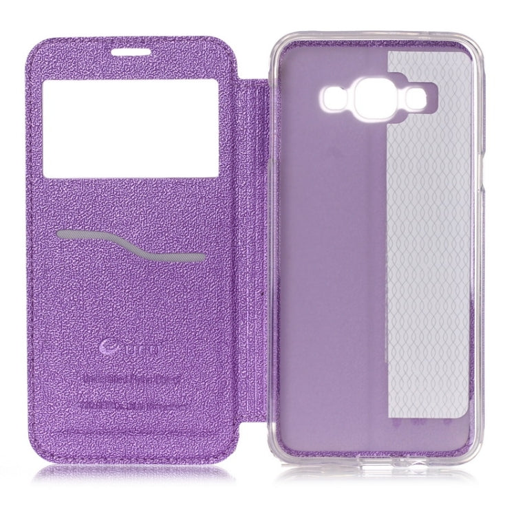 UFO Flavedo Texture Horizontal Flip Leather Case with Caller ID Display & Holder & Card Slot for Galaxy A8 / A800F