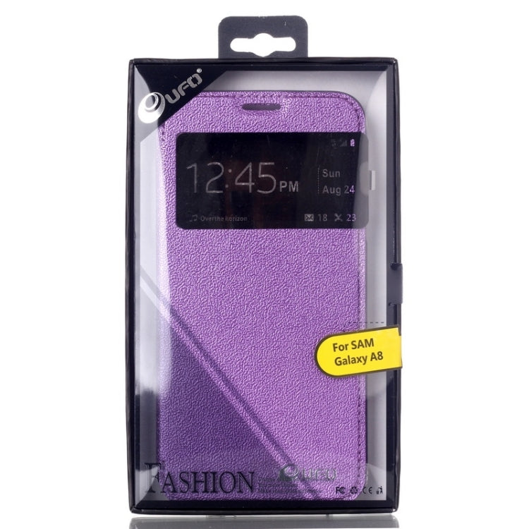 UFO Flavedo Texture Horizontal Flip Leather Case with Caller ID Display & Holder & Card Slot for Galaxy A8 / A800F