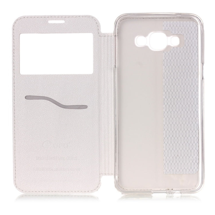 UFO Flavedo Texture Horizontal Flip Leather Case with Caller ID Display & Holder & Card Slot for Galaxy A8 / A800F