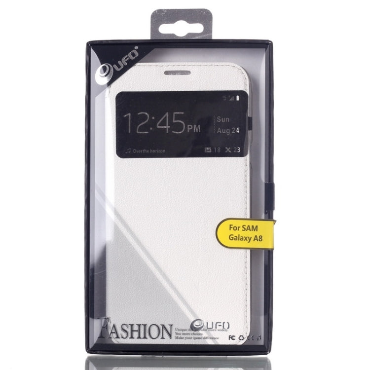 UFO Flavedo Texture Horizontal Flip Leather Case with Caller ID Display & Holder & Card Slot for Galaxy A8 / A800F