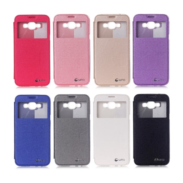 UFO Flavedo Texture Horizontal Flip Leather Case with Caller ID Display & Holder & Card Slot for Galaxy A8 / A800F