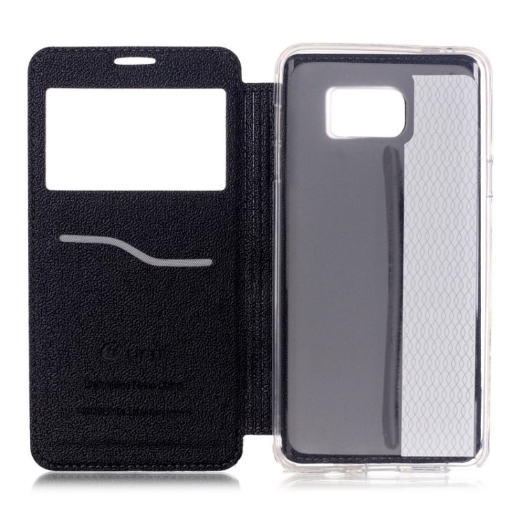 UFO Flavedo Texture Horizontal Flip Leather Case with Caller ID Display & Holder & Card Slot for Galaxy Note 5