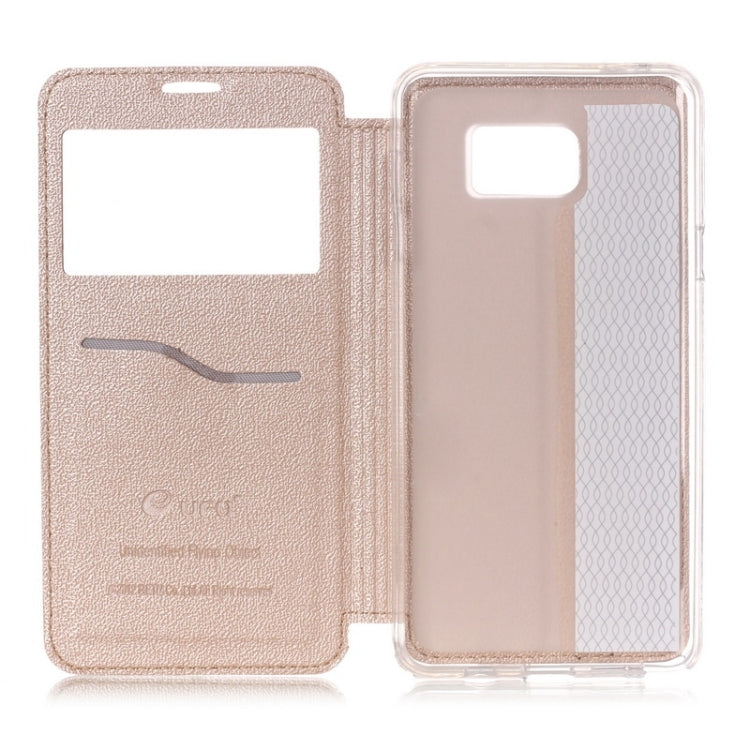 UFO Flavedo Texture Horizontal Flip Leather Case with Caller ID Display & Holder & Card Slot for Galaxy Note 5
