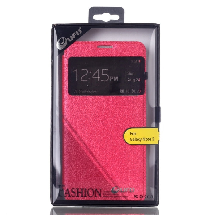 UFO Flavedo Texture Horizontal Flip Leather Case with Caller ID Display & Holder & Card Slot for Galaxy Note 5