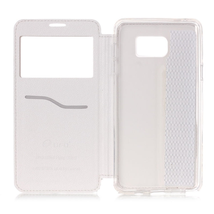 UFO Flavedo Texture Horizontal Flip Leather Case with Caller ID Display & Holder & Card Slot for Galaxy Note 5