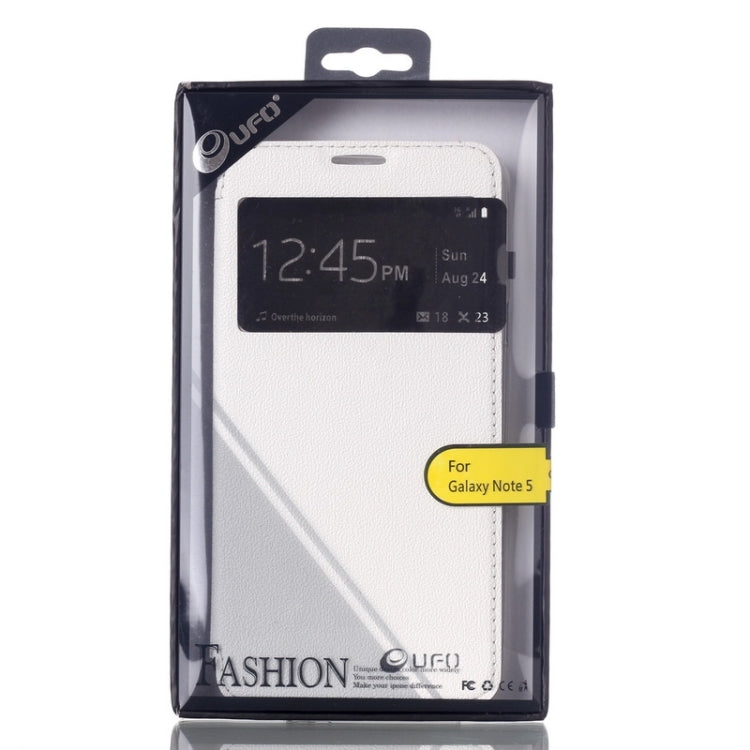 UFO Flavedo Texture Horizontal Flip Leather Case with Caller ID Display & Holder & Card Slot for Galaxy Note 5