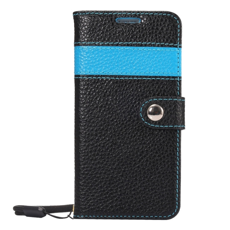 For Galaxy S6 / G920 Color Matching Style Litchi Texture Horizontal Flip Genuine Leather Case with Holder & Card Slots & Wallet & Lanyard