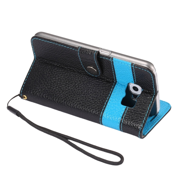 For Galaxy S6 / G920 Color Matching Style Litchi Texture Horizontal Flip Genuine Leather Case with Holder & Card Slots & Wallet & Lanyard