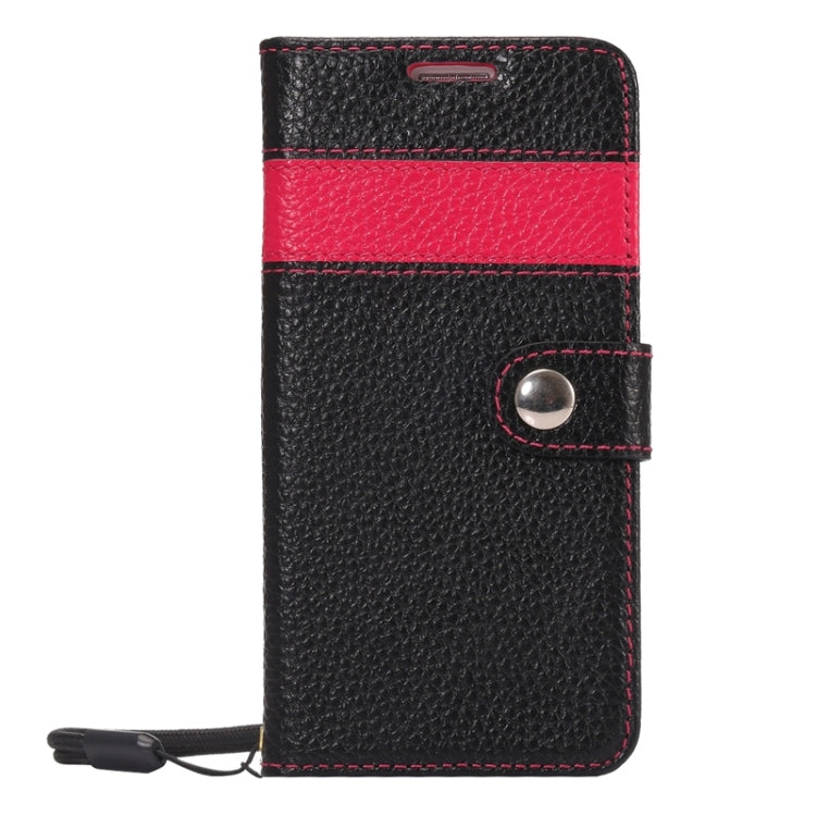 For Galaxy S6 / G920 Color Matching Style Litchi Texture Horizontal Flip Genuine Leather Case with Holder & Card Slots & Wallet & Lanyard