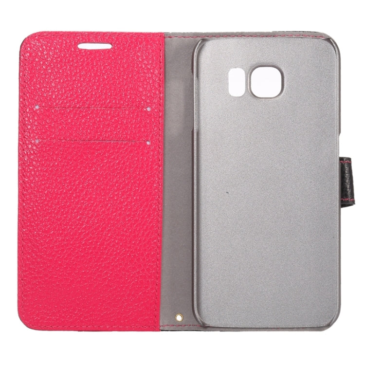 For Galaxy S6 / G920 Color Matching Style Litchi Texture Horizontal Flip Genuine Leather Case with Holder & Card Slots & Wallet & Lanyard