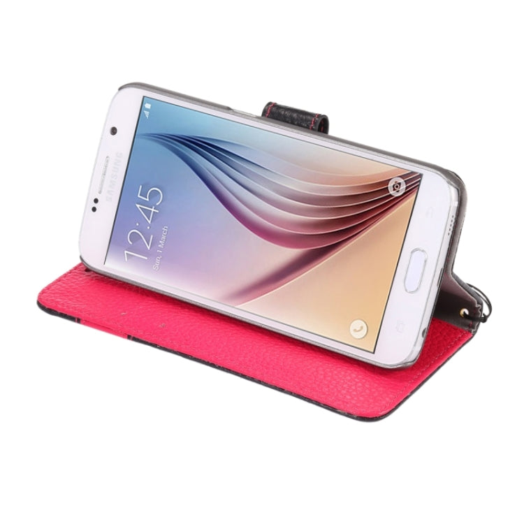 For Galaxy S6 / G920 Color Matching Style Litchi Texture Horizontal Flip Genuine Leather Case with Holder & Card Slots & Wallet & Lanyard