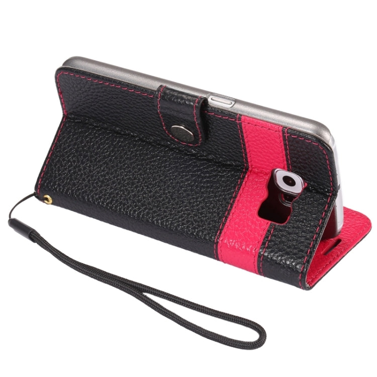 For Galaxy S6 / G920 Color Matching Style Litchi Texture Horizontal Flip Genuine Leather Case with Holder & Card Slots & Wallet & Lanyard