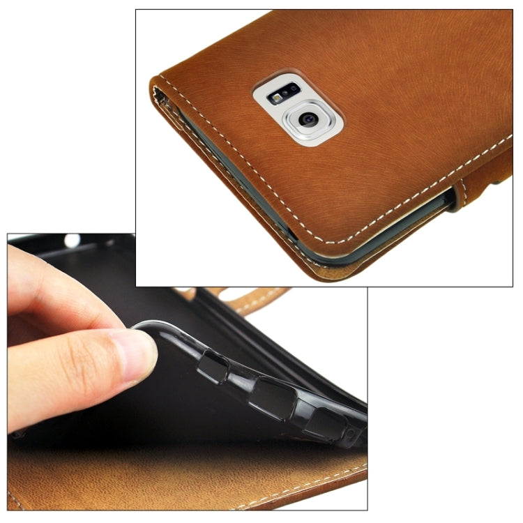 For Galaxy S6 Edge+ Horizontal Flip Leather Case with Holder & Card Slots & Wallet