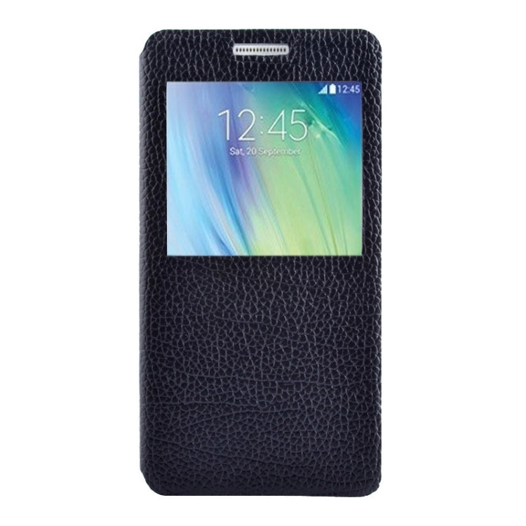Litchi Texture Solid Color Horizontal Flip Leather Case with Holder & Caller ID Window for Galaxy A5 / A500F