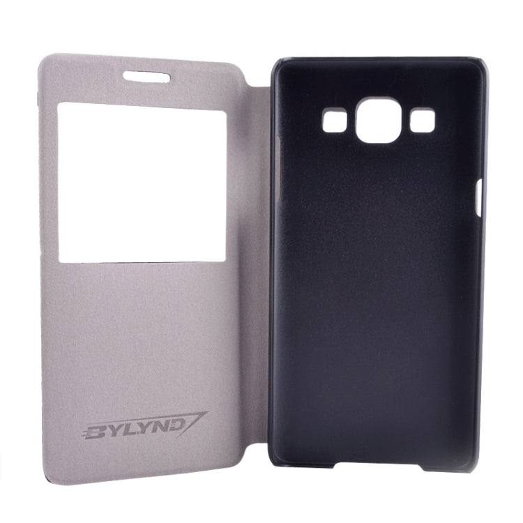 Litchi Texture Solid Color Horizontal Flip Leather Case with Holder & Caller ID Window for Galaxy A5 / A500F