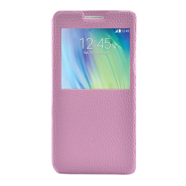 Litchi Texture Solid Color Horizontal Flip Leather Case with Holder & Caller ID Window for Galaxy A5 / A500F