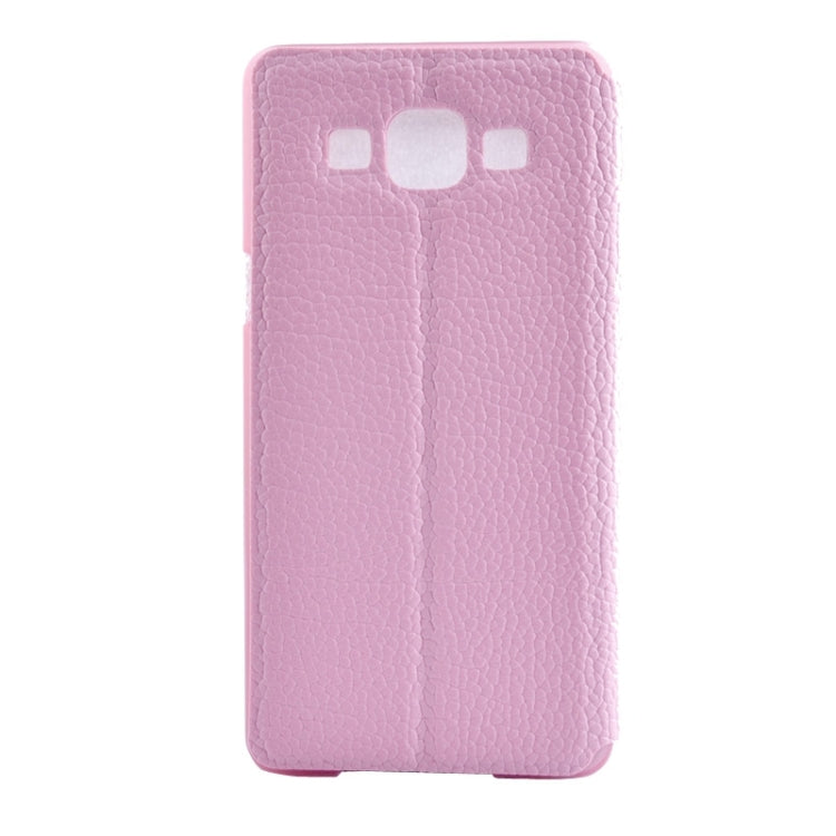 Litchi Texture Solid Color Horizontal Flip Leather Case with Holder & Caller ID Window for Galaxy A5 / A500F