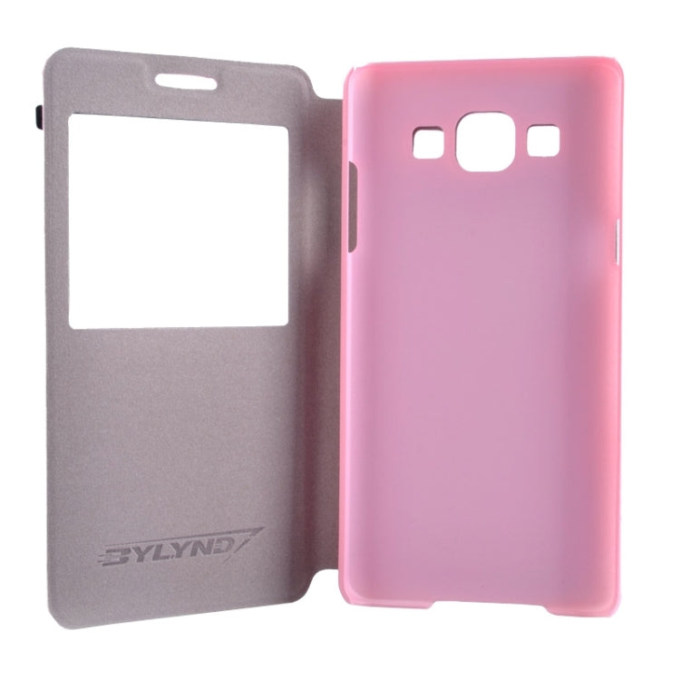 Litchi Texture Solid Color Horizontal Flip Leather Case with Holder & Caller ID Window for Galaxy A5 / A500F