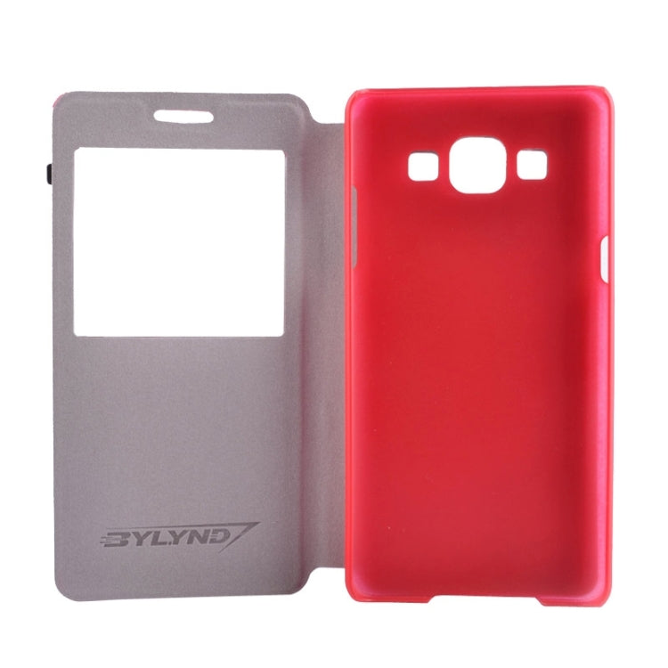 Litchi Texture Solid Color Horizontal Flip Leather Case with Holder & Caller ID Window for Galaxy A5 / A500F
