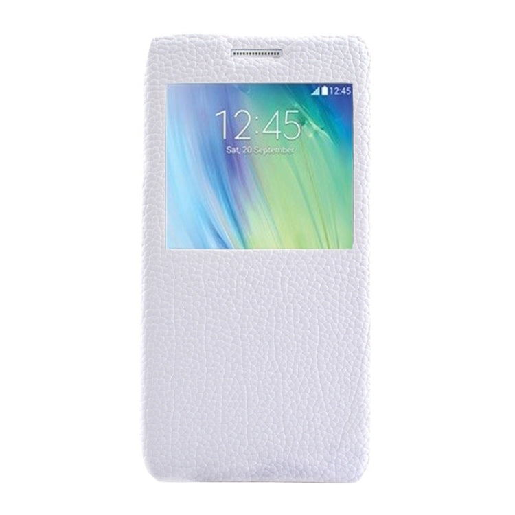 Litchi Texture Solid Color Horizontal Flip Leather Case with Holder & Caller ID Window for Galaxy A5 / A500F
