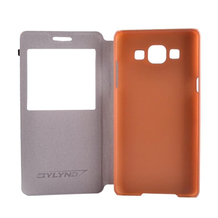 Litchi Texture Solid Color Horizontal Flip Leather Case with Holder & Caller ID Window for Galaxy A5 / A500F