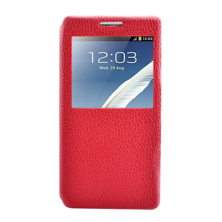 Litchi Texture Solid Color Horizontal Flip Leather Case with Holder & Caller ID Window for Galaxy A7 / A700