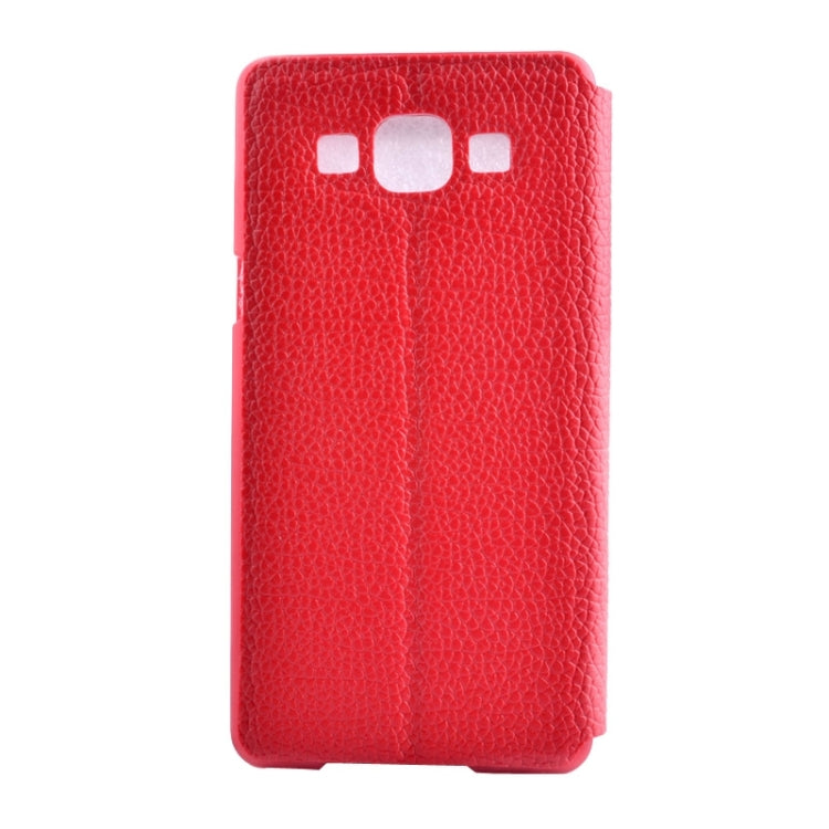 Litchi Texture Solid Color Horizontal Flip Leather Case with Holder & Caller ID Window for Galaxy A7 / A700