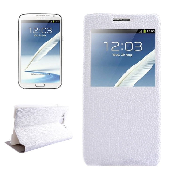 Litchi Texture Solid Color Horizontal Flip Leather Case with Holder & Caller ID Window for Galaxy A7 / A700