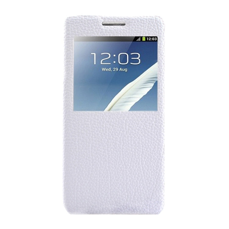 Litchi Texture Solid Color Horizontal Flip Leather Case with Holder & Caller ID Window for Galaxy A7 / A700