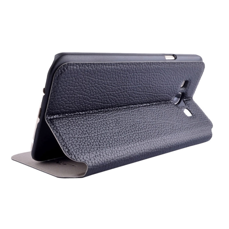 Litchi Texture Solid Color Horizontal Flip Leather Case with Holder & Caller ID Window for Galaxy A8 / A800F