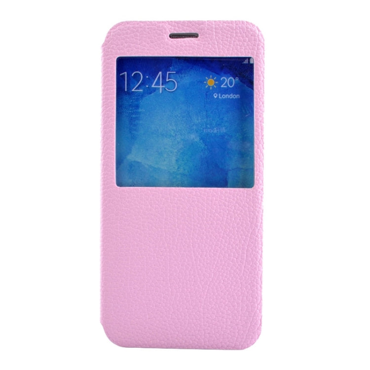 Litchi Texture Solid Color Horizontal Flip Leather Case with Holder & Caller ID Window for Galaxy A8 / A800F