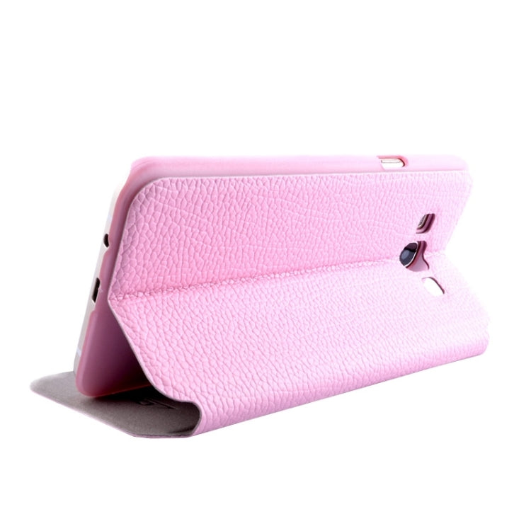 Litchi Texture Solid Color Horizontal Flip Leather Case with Holder & Caller ID Window for Galaxy A8 / A800F