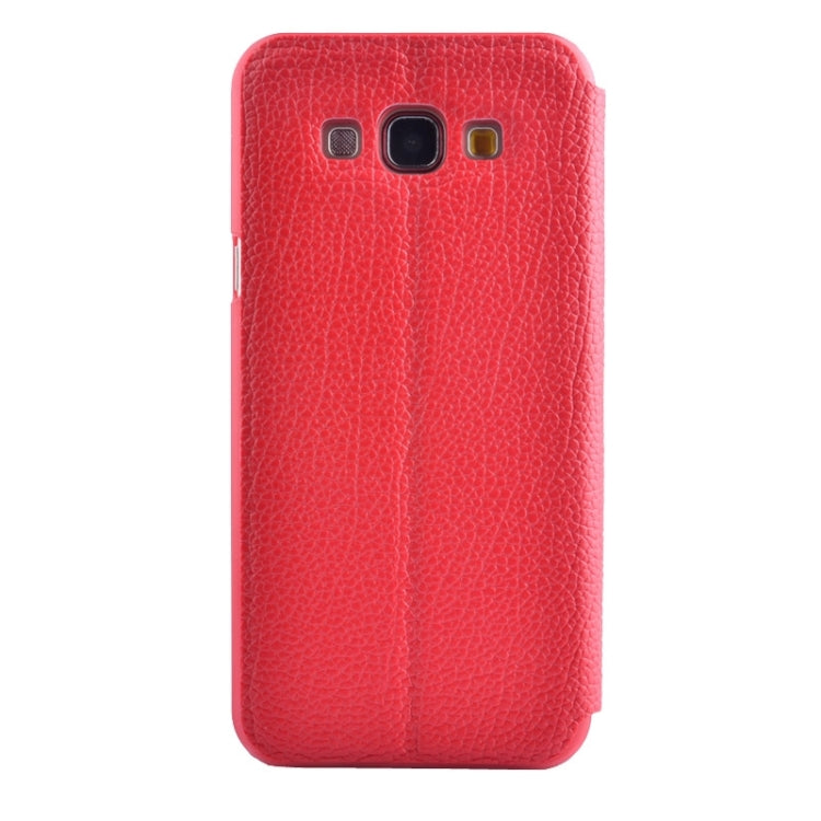 Litchi Texture Solid Color Horizontal Flip Leather Case with Holder & Caller ID Window for Galaxy A8 / A800F