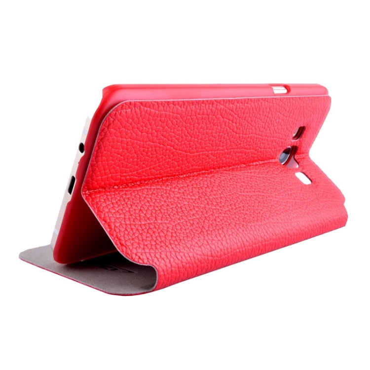 Litchi Texture Solid Color Horizontal Flip Leather Case with Holder & Caller ID Window for Galaxy A8 / A800F