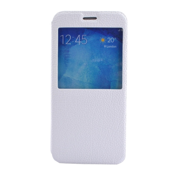 Litchi Texture Solid Color Horizontal Flip Leather Case with Holder & Caller ID Window for Galaxy A8 / A800F