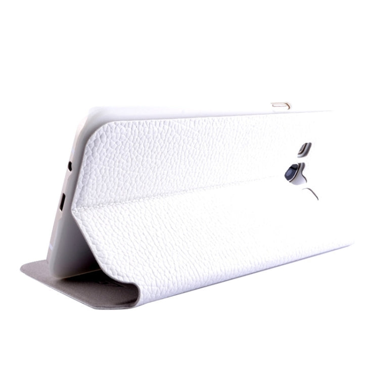 Litchi Texture Solid Color Horizontal Flip Leather Case with Holder & Caller ID Window for Galaxy A8 / A800F
