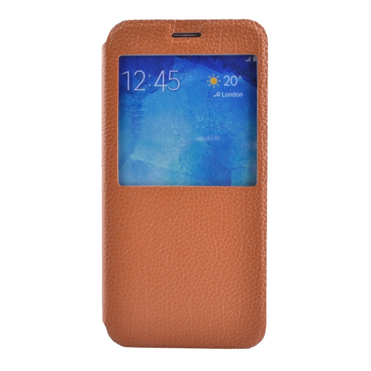 Litchi Texture Solid Color Horizontal Flip Leather Case with Holder & Caller ID Window for Galaxy A8 / A800F