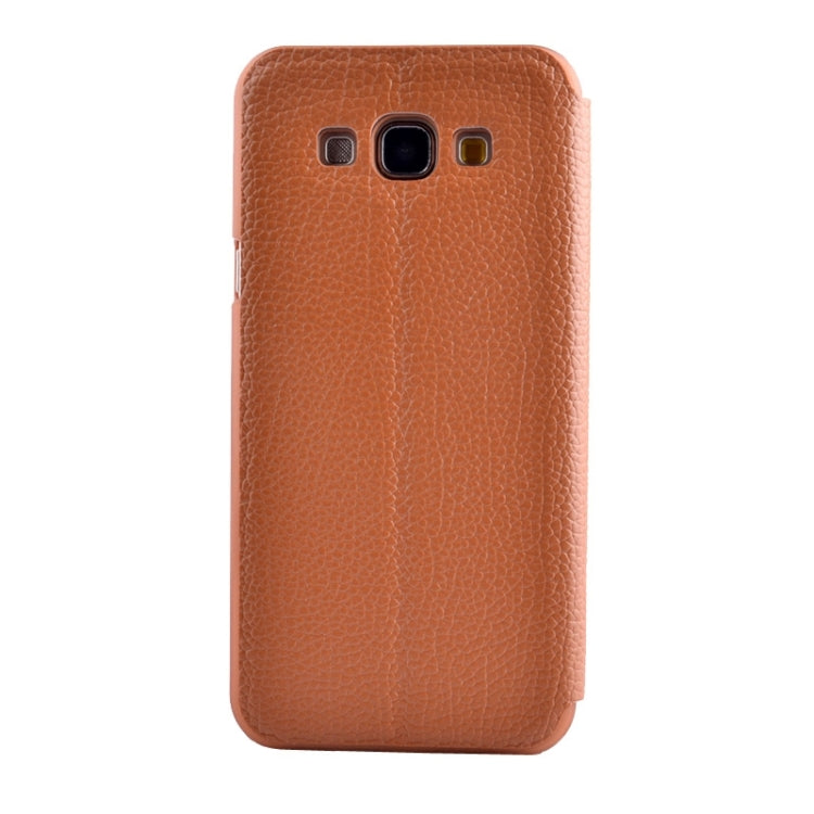 Litchi Texture Solid Color Horizontal Flip Leather Case with Holder & Caller ID Window for Galaxy A8 / A800F