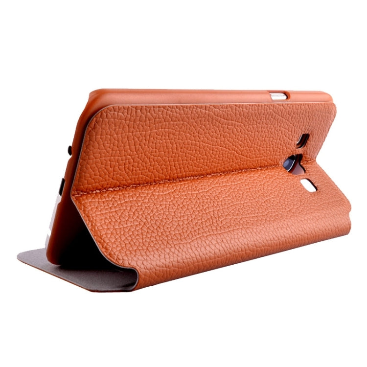 Litchi Texture Solid Color Horizontal Flip Leather Case with Holder & Caller ID Window for Galaxy A8 / A800F