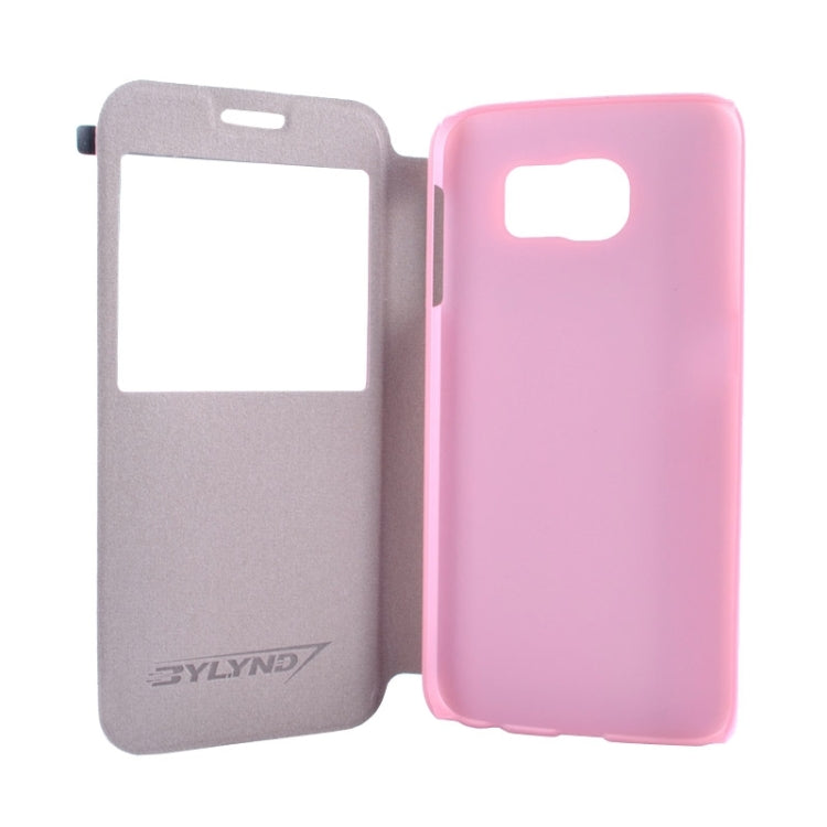 For Galaxy S6 / G920 Litchi Texture Solid Color Horizontal Flip Leather Case with Holder & Caller ID Window