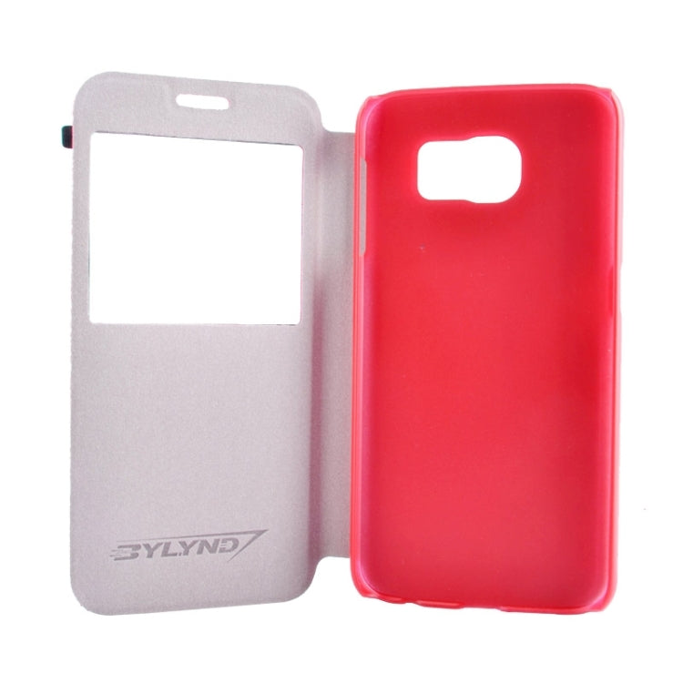 For Galaxy S6 / G920 Litchi Texture Solid Color Horizontal Flip Leather Case with Holder & Caller ID Window