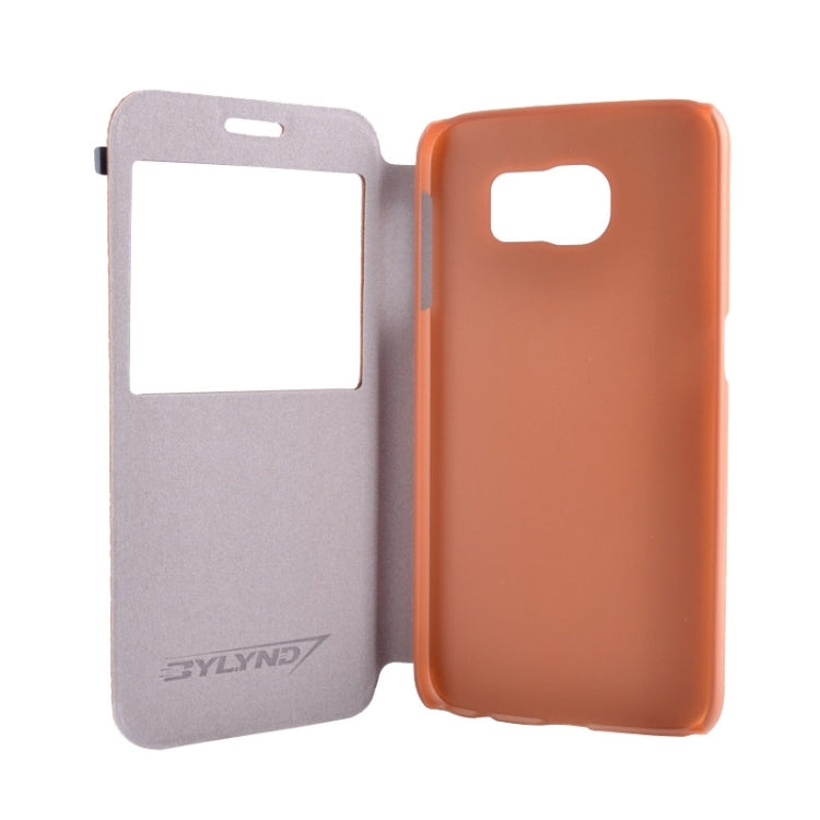 For Galaxy S6 / G920 Litchi Texture Solid Color Horizontal Flip Leather Case with Holder & Caller ID Window