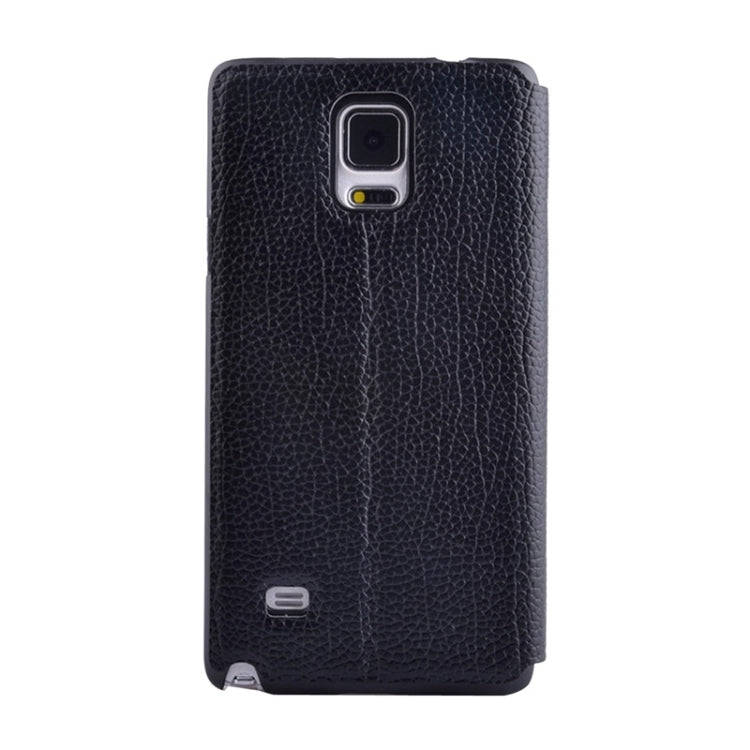 Litchi Texture Solid Color Horizontal Flip Leather Case with Holder & Caller ID Window for Galaxy Note 4 / N910