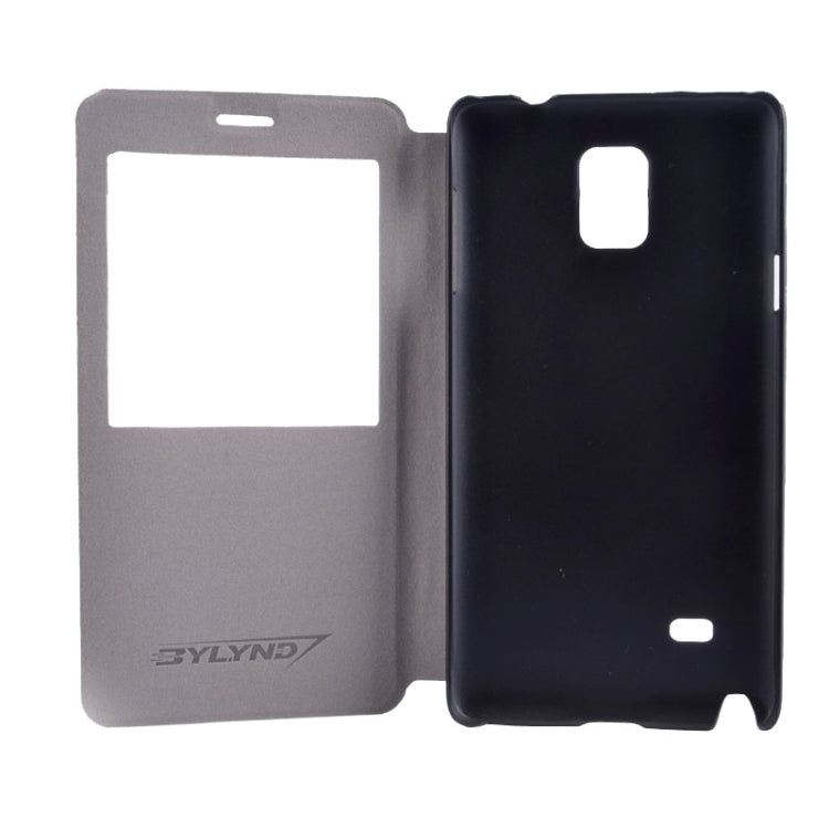 Litchi Texture Solid Color Horizontal Flip Leather Case with Holder & Caller ID Window for Galaxy Note 4 / N910