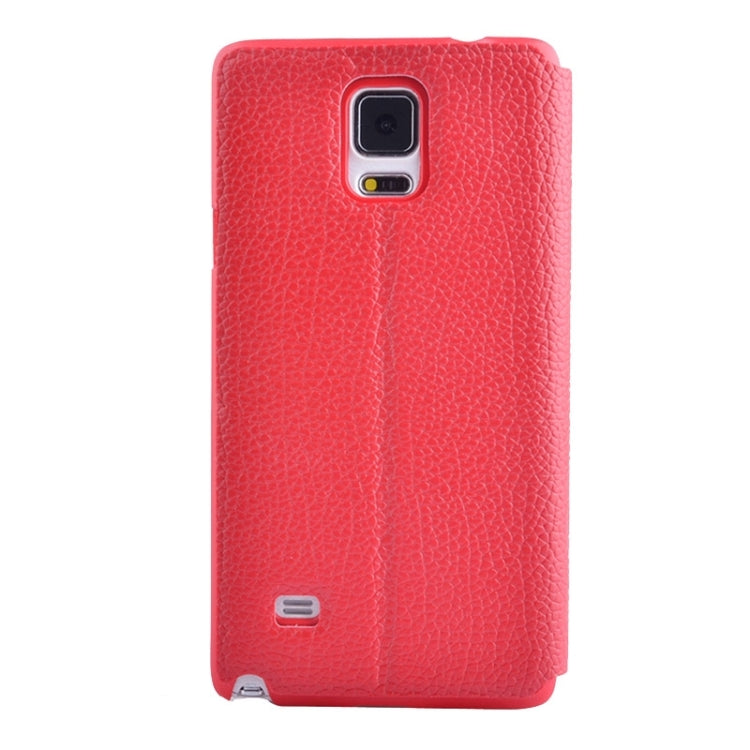 Litchi Texture Solid Color Horizontal Flip Leather Case with Holder & Caller ID Window for Galaxy Note 4 / N910