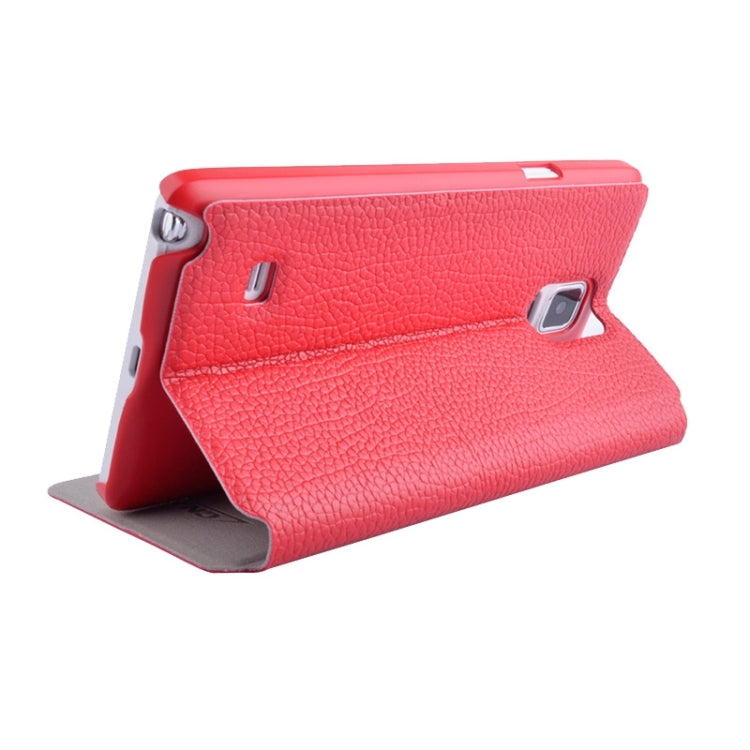 Litchi Texture Solid Color Horizontal Flip Leather Case with Holder & Caller ID Window for Galaxy Note 4 / N910