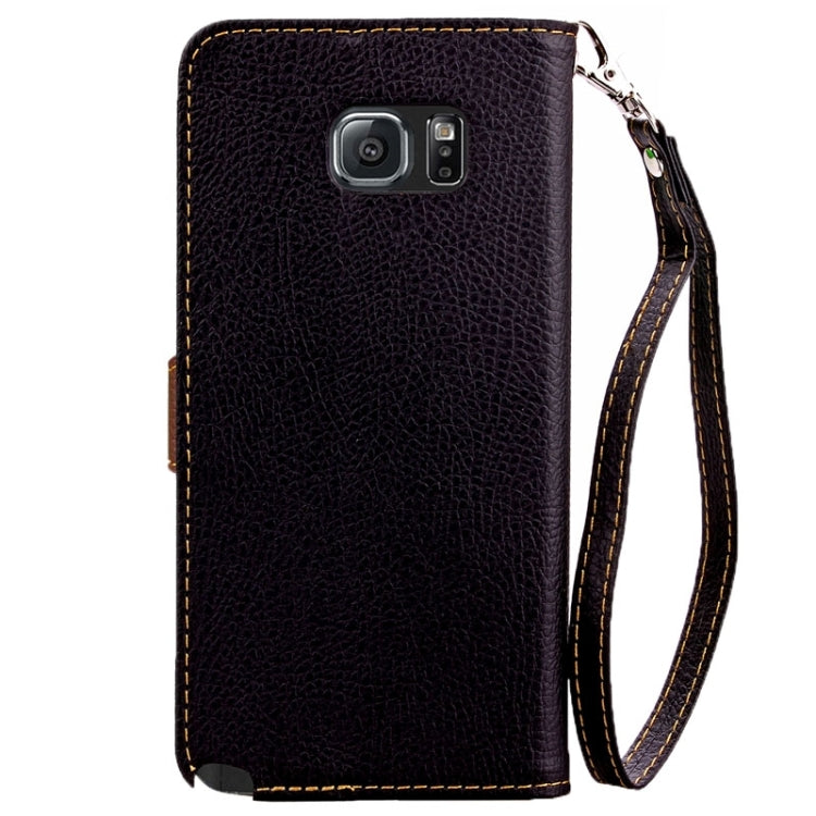 Leaf Magnetic Snap Litchi Texture Horizontal Flip Leather Case with Card Slots & Holder & Wallet & Lanyard for Galaxy Note 5 / N9200